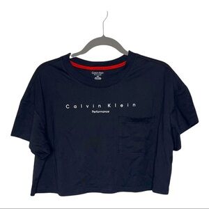 CALVIN KLEIN PERFORMANCE Black Crop Top with Pocket L NWT